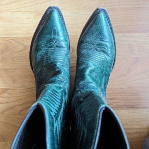 RARE Justin Green Cowboy Boots, Size 6